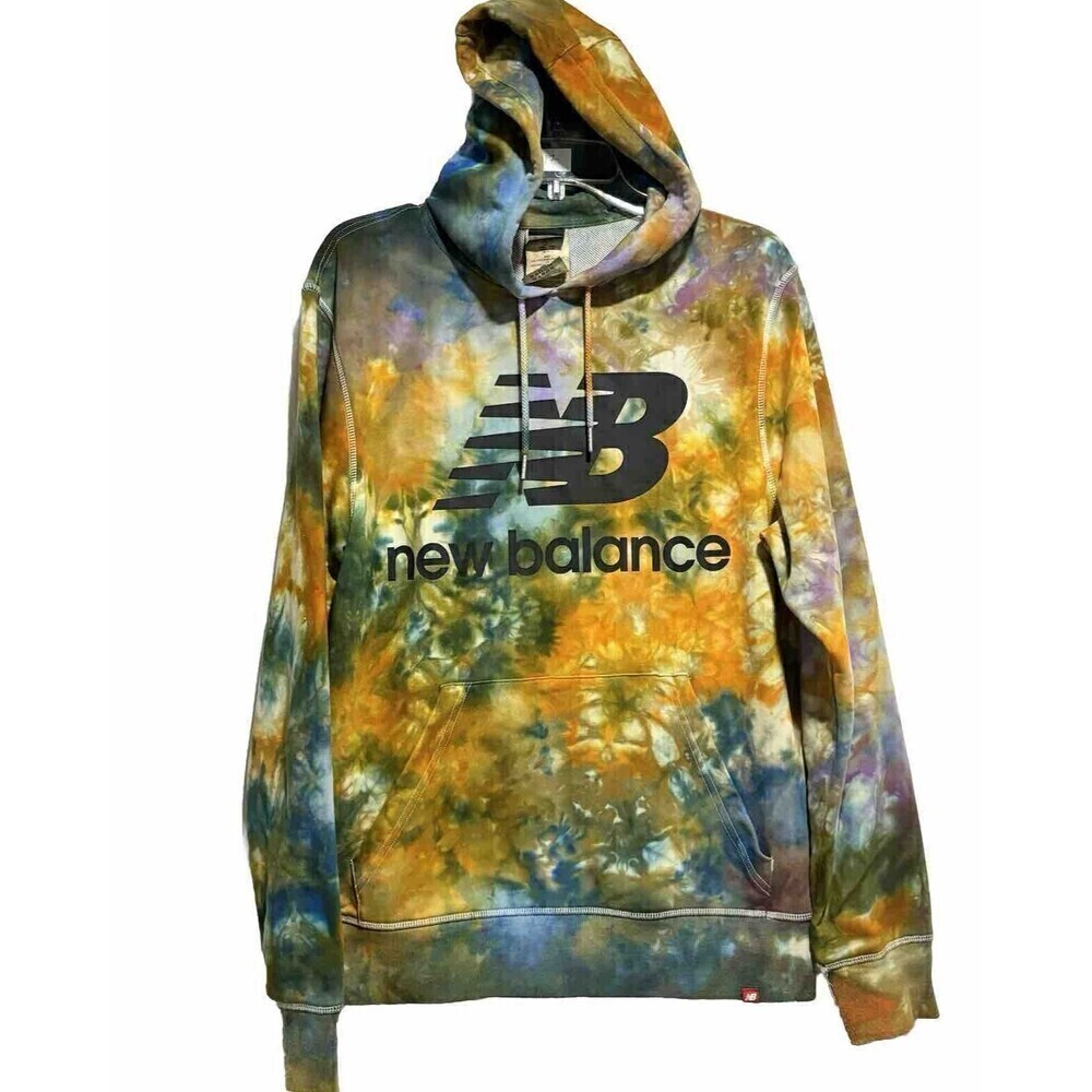 New Balance Womens Pullover Hoodie Medium Multicolor Tie Dye Long Sleeve‎
